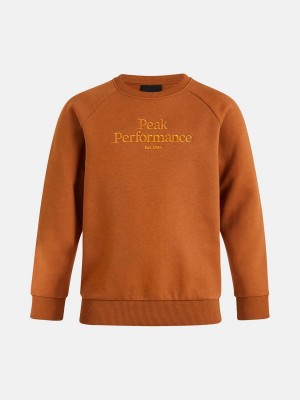 Peak Performance Original Crew Kids' Sweatshirt Orange | XJD76-457