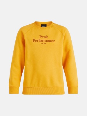 Peak Performance Original Crew Kids' Sweatshirt Yellow | VLK29-385