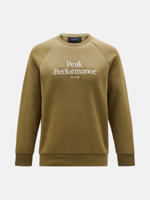 Peak Performance Original Crew Men's Sweatshirt Olive | EXR44-901