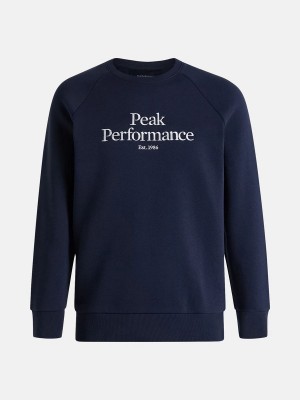 Peak Performance Original Crew Men's Sweatshirt Navy / White | DOP36-154