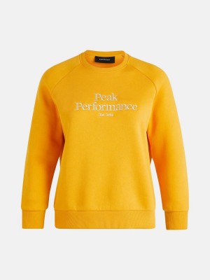 Peak Performance Original Crew Women's Sweatshirt Yellow | XXS66-933