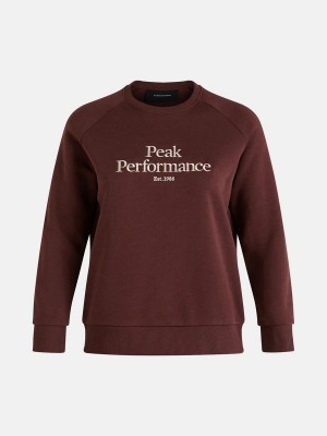 Peak Performance Original Crew Women's Sweatshirt Burgundy | CKD29-974