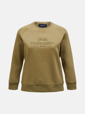 Peak Performance Original Crew Women's Sweatshirt Olive | RCV38-694