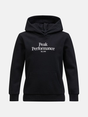 Peak Performance Original Kids' Hoodie Black / White | AQJ77-700