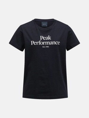 Peak Performance Original Kids' T-Shirt Black / White | HOQ71-501