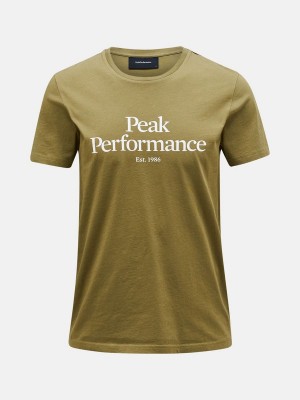 Peak Performance Original Men's T-Shirt Olive | KNH30-281