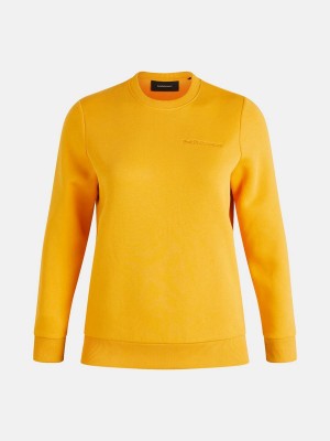 Peak Performance Original Small Logo Crew Women's Sweatshirt Yellow | VBI81-319