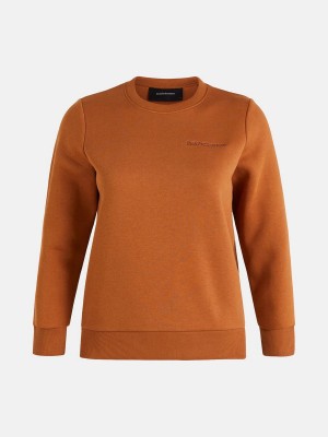 Peak Performance Original Small Logo Crew Women's Sweatshirt Orange | HXZ16-408