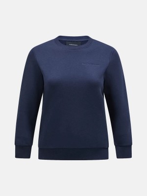 Peak Performance Original Small Logo Crew Women's Sweatshirt Navy | WMP62-612