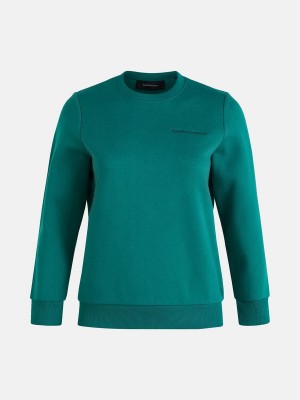 Peak Performance Original Small Logo Crew Women's Sweatshirt Green | RUC15-663