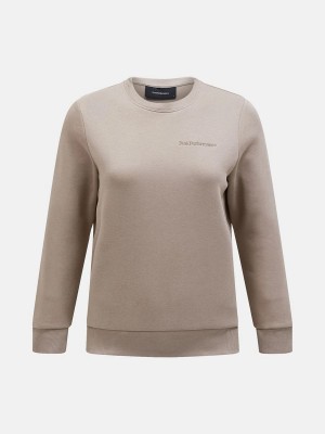 Peak Performance Original Small Logo Crew Women's Sweatshirt Beige | TON05-773