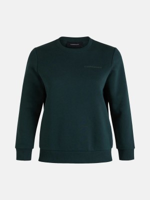 Peak Performance Original Small Logo Crew Women's Sweatshirt Green | FTS68-820