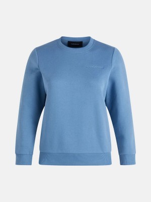 Peak Performance Original Small Logo Crew Women's Sweatshirt Blue | MCJ86-112