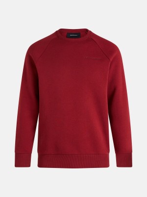 Peak Performance Original Small Logo Crew Men's Sweatshirt Red | FYF96-541