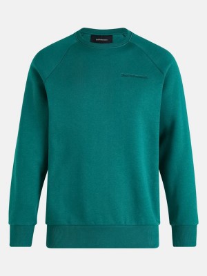 Peak Performance Original Small Logo Crew Men's Sweatshirt Green | LRJ11-855