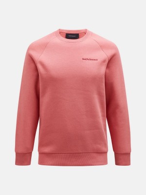 Peak Performance Original Small Logo Crew Men's Sweatshirt Pink | AXA35-558