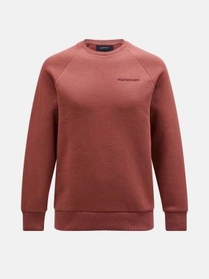 Peak Performance Original Small Logo Crew Men's Sweatshirt Burgundy | ALF24-161