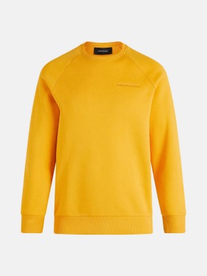 Peak Performance Original Small Logo Crew Men's Sweatshirt Yellow | ZRX30-034