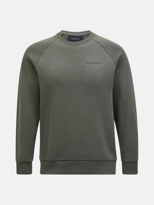 Peak Performance Original Small Logo Crew Men's Sweatshirt Green | CHB85-420