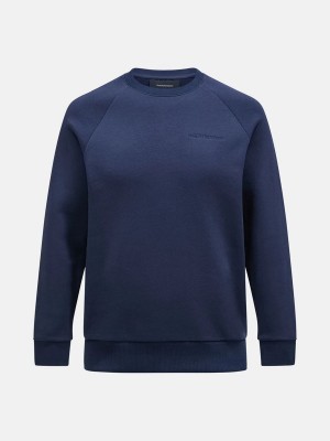 Peak Performance Original Small Logo Crew Men's Sweatshirt Navy | TFT78-825