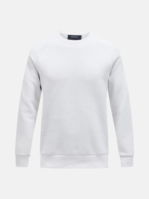 Peak Performance Original Small Logo Crew Men's Sweatshirt White | WEQ08-356