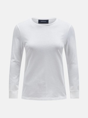 Peak Performance Original Small Logo Long Sleeve Women's T-Shirt White | OZR16-262