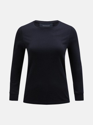 Peak Performance Original Small Logo Long Sleeve Women's T-Shirt Black | YXX18-285