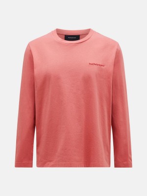 Peak Performance Original Small Logo Long Sleeve Men's T-Shirt Pink | PDL49-403