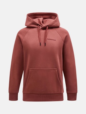 Peak Performance Original Small Logo Men's Hoodie Burgundy | ODO31-471