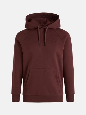 Peak Performance Original Small Logo Men's Hoodie Burgundy | OKL00-729