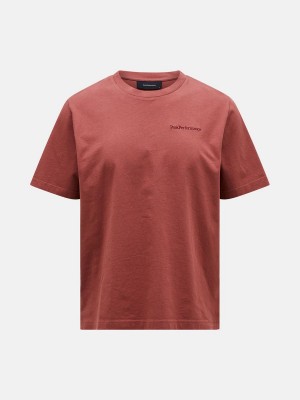 Peak Performance Original Small Logo Men's T-Shirt Burgundy | KZL68-747