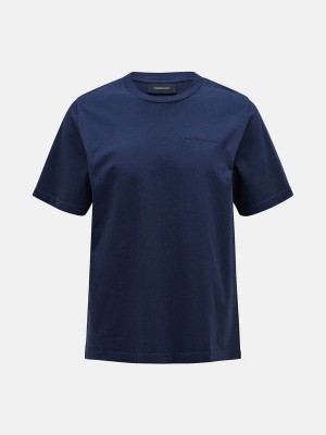 Peak Performance Original Small Logo Men's T-Shirt Navy | MOK26-988