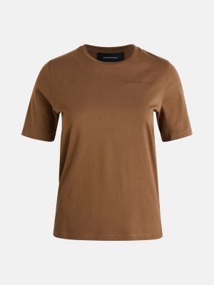 Peak Performance Original Small Logo Women's T-Shirt Brown | OVV20-064