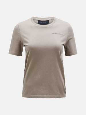 Peak Performance Original Small Logo Women's T-Shirt Beige | KUX13-977