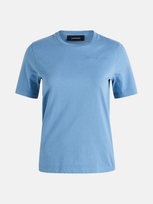 Peak Performance Original Small Logo Women's T-Shirt Blue | CBN72-490