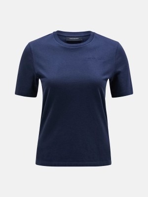 Peak Performance Original Small Logo Women's T-Shirt Navy | HKH50-705