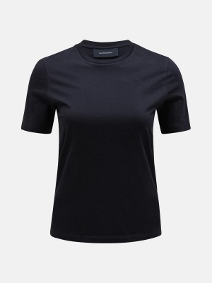 Peak Performance Original Small Logo Women's T-Shirt Black | TUH53-471