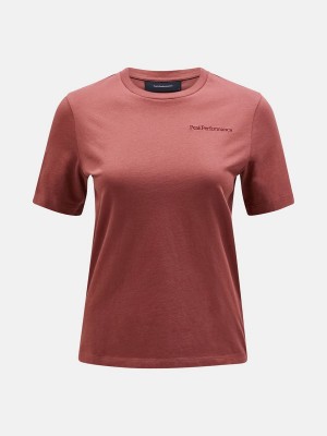 Peak Performance Original Small Logo Women's T-Shirt Burgundy | ROI82-354