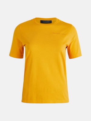 Peak Performance Original Small Logo Women's T-Shirt Yellow | PJN15-847