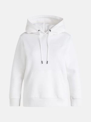 Peak Performance Original Small Logo Women's Hoodie White | DUB87-166