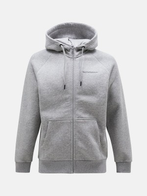 Peak Performance Original Small Logo Zip Men's Hoodie Grey | UYM88-556