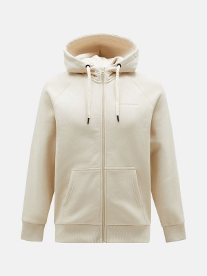 Peak Performance Original Small Logo Zip Men's Hoodie Beige | NEJ56-374