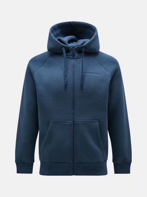 Peak Performance Original Small Logo Zip Men's Hoodie Blue | ZCT42-061