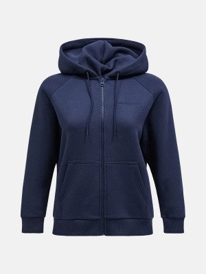 Peak Performance Original Small Logo Zip Women's Hoodie Navy | OXK16-293