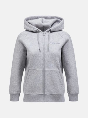 Peak Performance Original Small Logo Zip Women's Hoodie Grey | AIP44-443