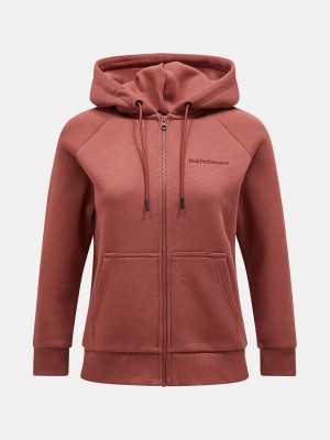 Peak Performance Original Small Logo Zip Women's Hoodie Burgundy | GBB98-078