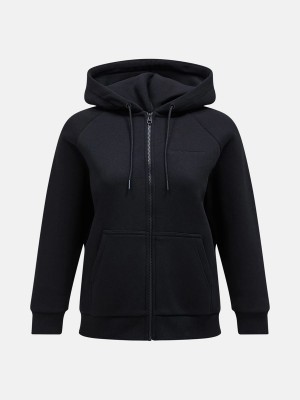 Peak Performance Original Small Logo Zip Women's Hoodie Black | DUH19-106