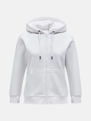 Peak Performance Original Small Logo Zip Women's Hoodie White | JKB33-628