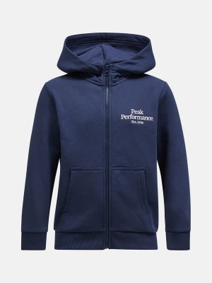 Peak Performance Original Zip Kids' Hoodie Navy / White | EXP52-857