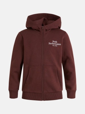 Peak Performance Original Zip Kids' Hoodie Burgundy | EFZ42-236